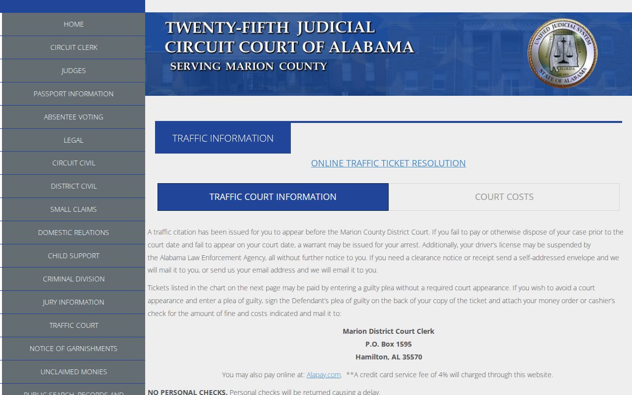 Marion County traffic warrant and court resolution information