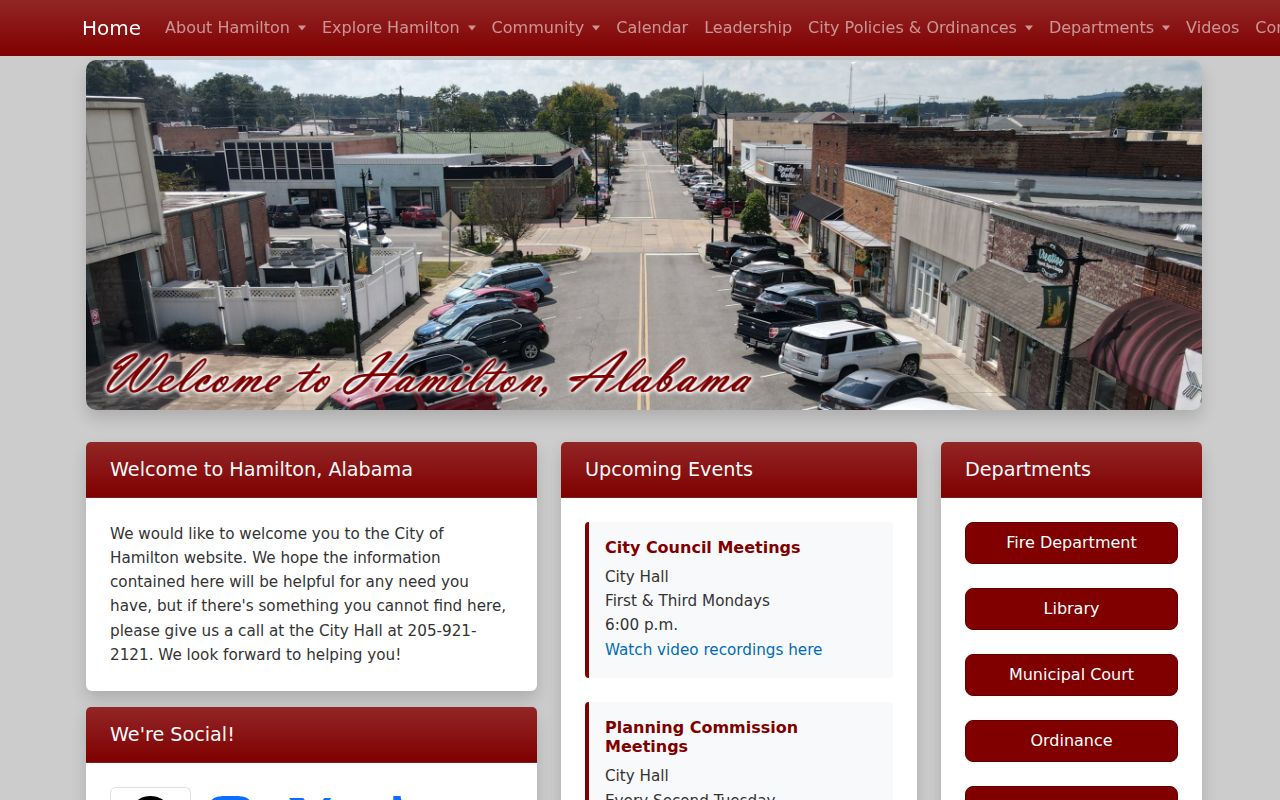 Hamilton city department directory listing Municipal Court and Police